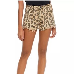 BLANKNYC Leopard Print Denim Shorts in Stubborn